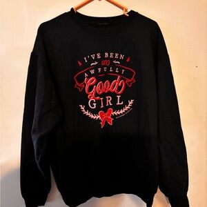 Black Women's Sweater with Red Graphic